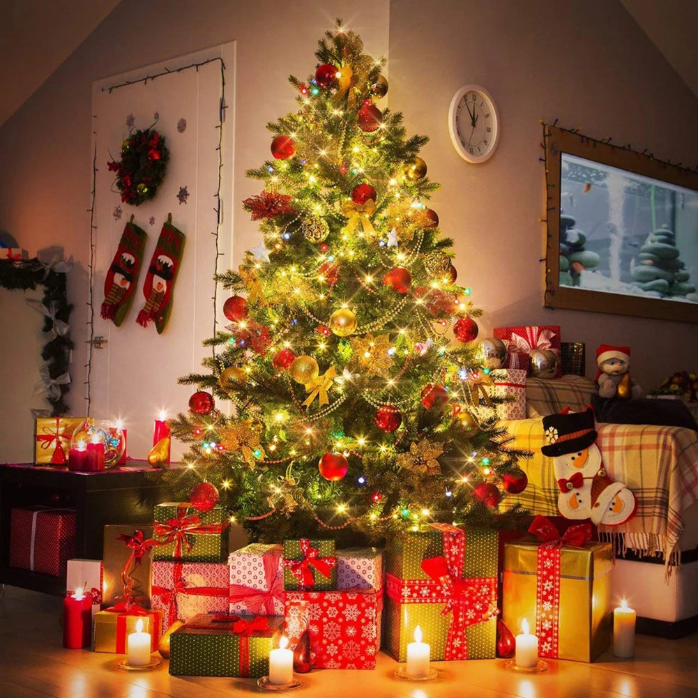 guirlande lumineuse solaire fil cuivre led dorée moderne décoration extérieure festive noël écologique