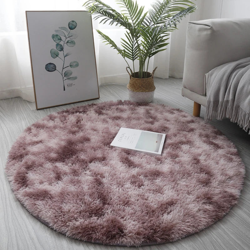 tapis rond uni fourré moderne blanc vert marron beige antidérapant intérieur salon chambrehôtel