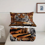 ensemble literie moderne tigre léopard orange noir taies oreiller couvre lit double king queen