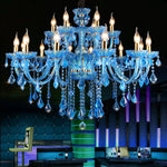 lustre classique bleu transparent pendeloques goutte forme led salon chambre