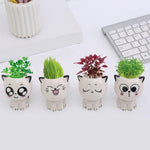 vase céramique glacé cartoon chat sourire plante décoration diy blanc erotique
