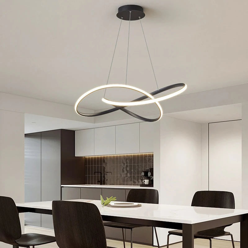 suspension lumineuse moderne minimaliste blanc marron foncé gris câbles métalliques hauteur ajustable diamètre 48cm