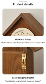 horloge murale bois horizontale compartiment rangement porte verre classique suspension porte clés