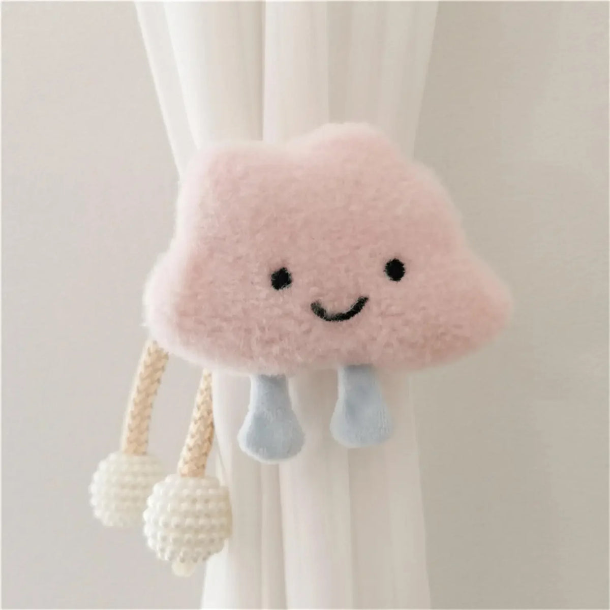 rideau japonaise polyester enfant sourire peluche blanc gris rose bleu mignon opacité chambre decoration