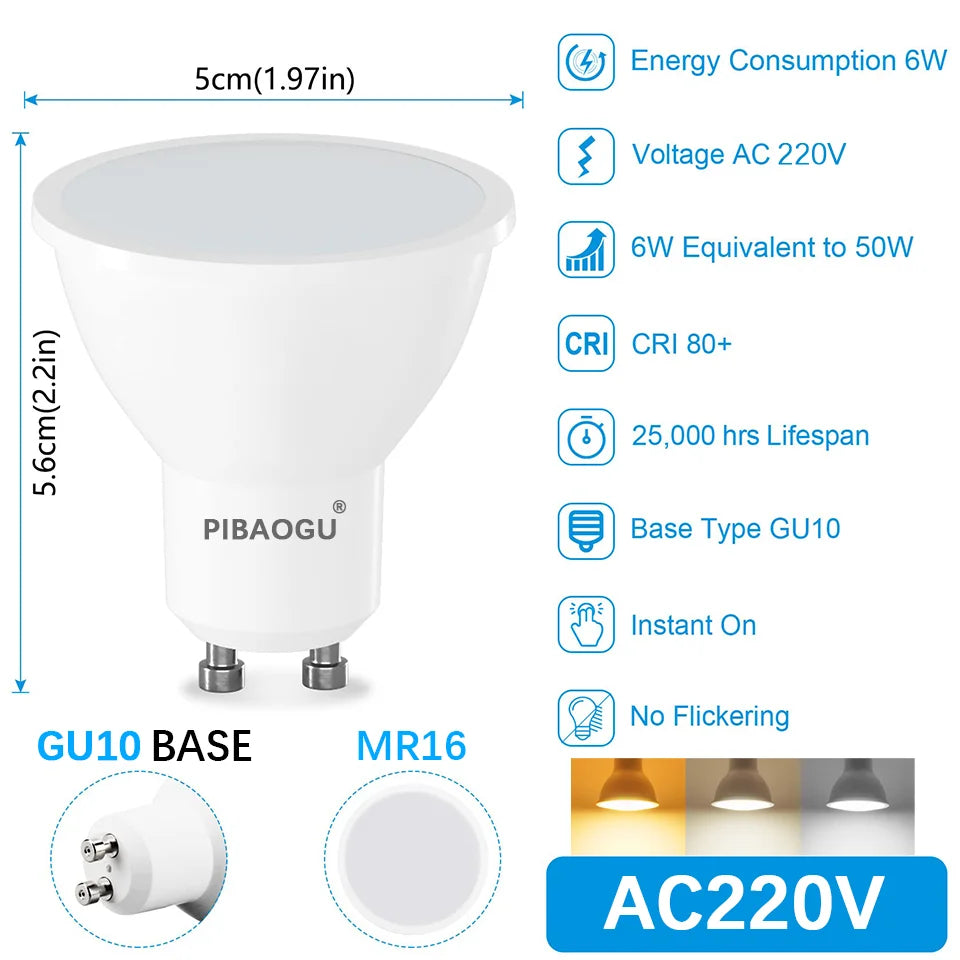 ampoules led gu10 blanc chaud neutre variable 3w 6w 9w 12w sans scintillement moderne