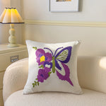 taie d'oreiller carrée fleur motif moderne polyester coton 45x45cm blanc