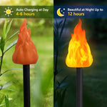 lampe solaire torchon noir orange flamme artificielle moderne piquet inclusionextérieur