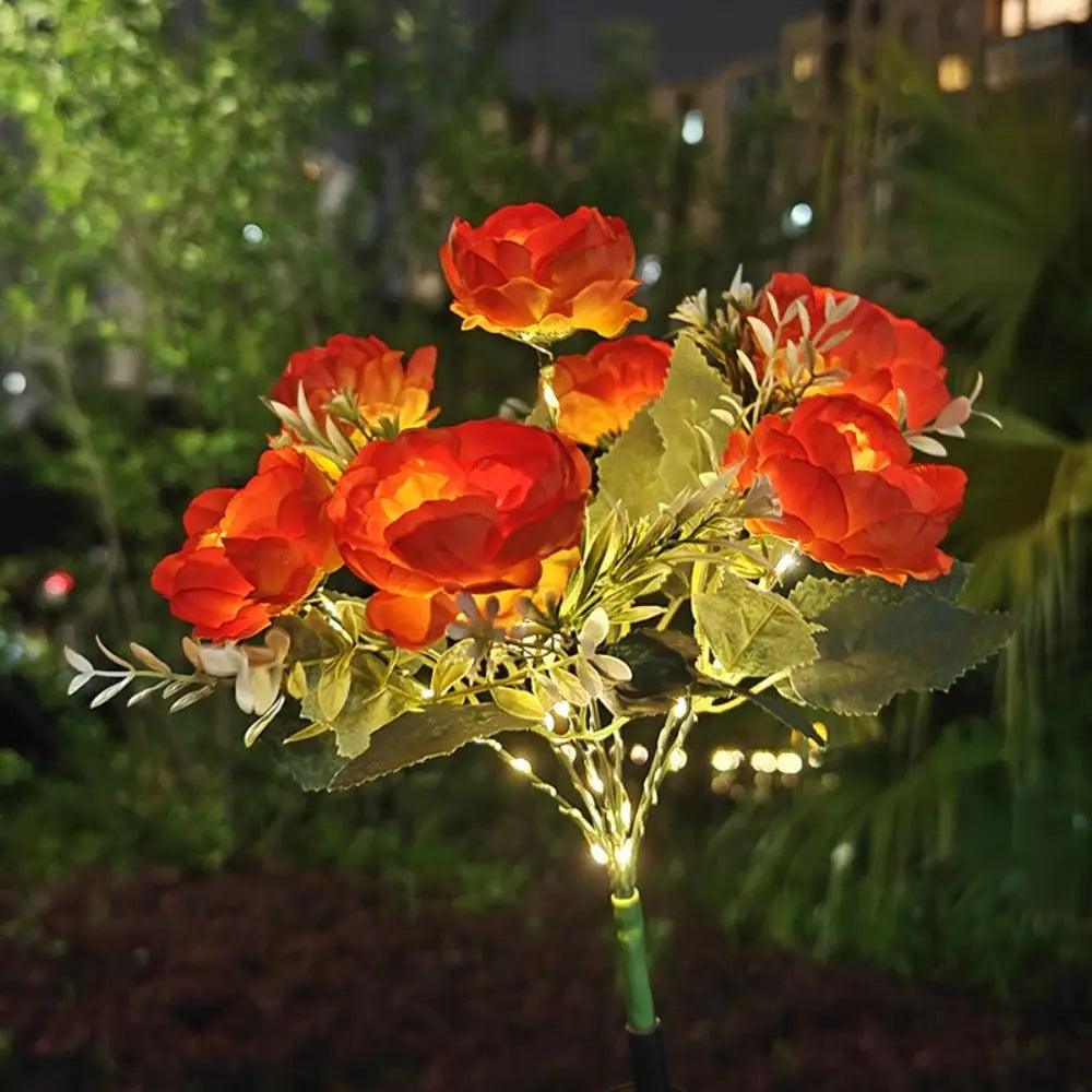bouquet fleurs artificielles lumineuses rose orange blanc moderneextérieur clips autonomesoledécoratif
