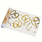 chemin table anniversaire doré numéros étoiles abstraits semi transparent table festive