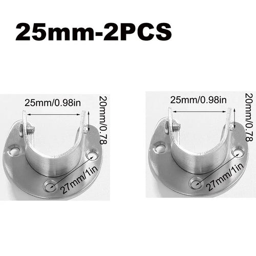 poteau vêtements acier inoxydable argenté moderne vis fixation 25mm 32mm deux pièces