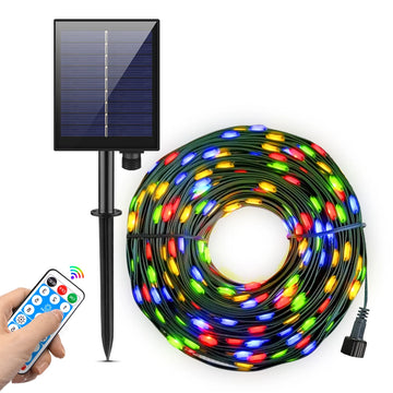 guirlande lumineuse solaire multicolore moderne 100m led contrôleur adaptateur secteur