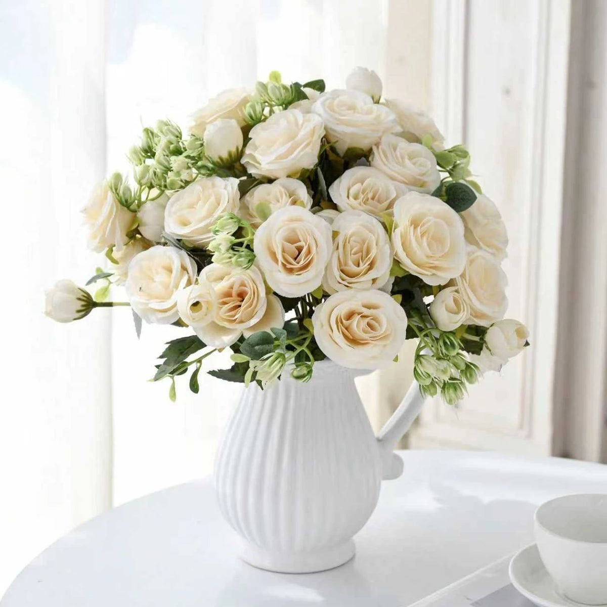Décoration intérieure bouquet artificiel pivoine roses hortensias mariage anniversaire moderne