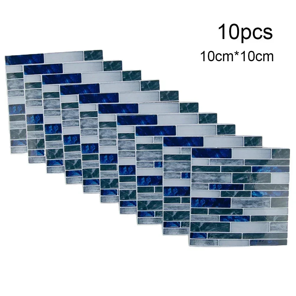 autocollants muraux marbre bleu gris blanc modernes 10 pièces 10cm 10cm imperméables self adhésifs