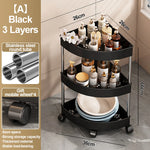 étagère angle salle bain noir rotative roulettes moderne rangement articles toilette deux trois quatre