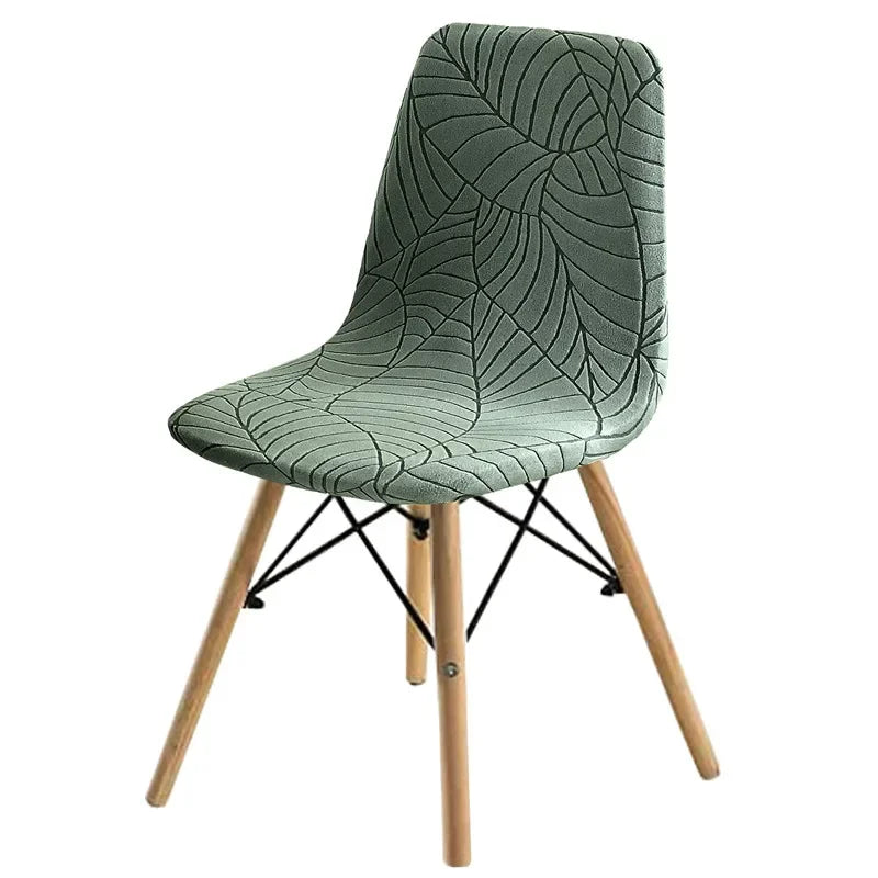 housse chaise extensible vert olive imprimé feuilles moderne siège salle manger banquet