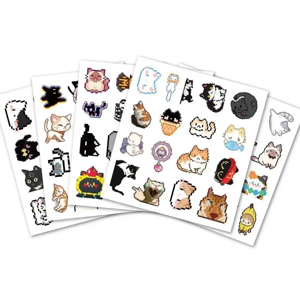stickers pixel art animaux enfants décoration livres téléphone 100 pièces adhésifs mignon kawaii