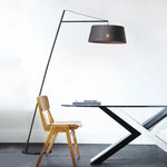lampe sol moderne gris métallisé base solide interrupteur tactile ampoule e27 filaire 190cm