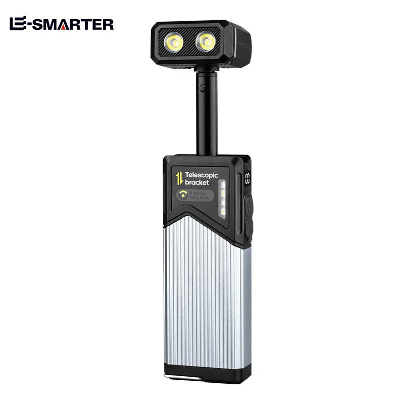 lampe torche led rechargeable noir argenté anneau suspension moderne fonctionnel