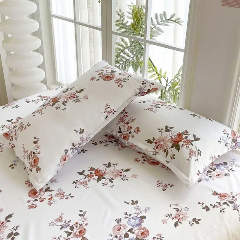 ensemble literie floral doux rose blanc orange violet vert romantique maison chambre lit