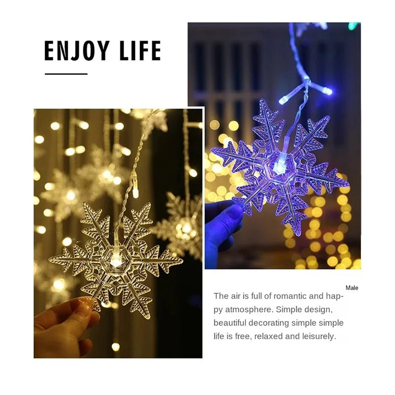 guirlande lumineuse flocons neige blanc multicolore clignotante noël moderne étanche festive mariage