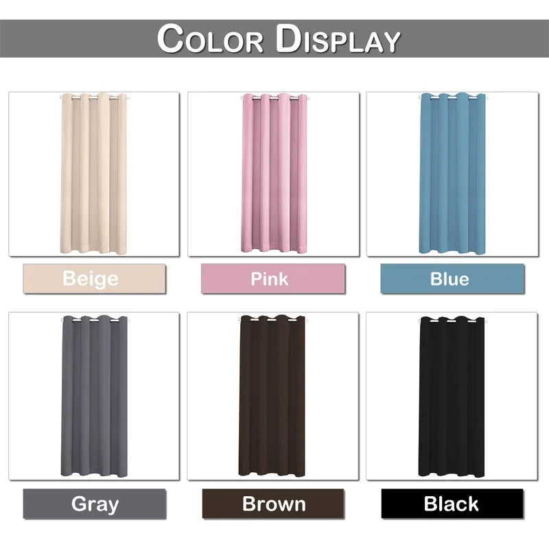 rideau moderne polyester opaque gris beige rose bleu marron noir uni occulter porte chambre