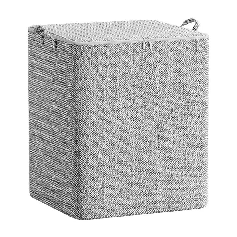 boîte rangement moderne 110l 150l 220l 30l carreaux beige motifs jaunes poignées métalliques coussin