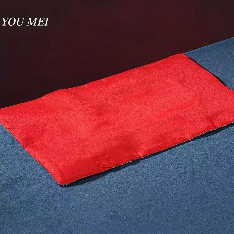 serviette table brodée ornements floraux orange bleu marine rouge classique fait main pâques table