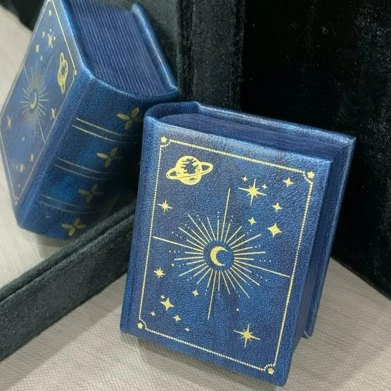 Boîte à bague magnétique en forme de livre noir