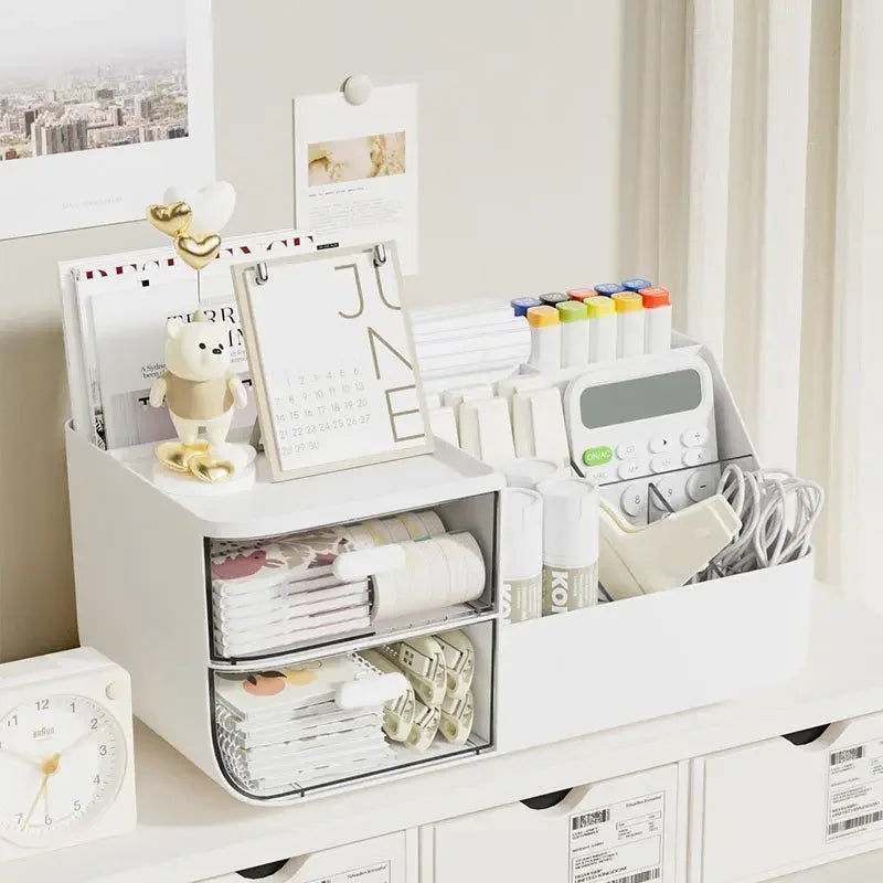 organisateur blanc compartiments rangement minimaliste moderne japonais mat plastique transparent compartments