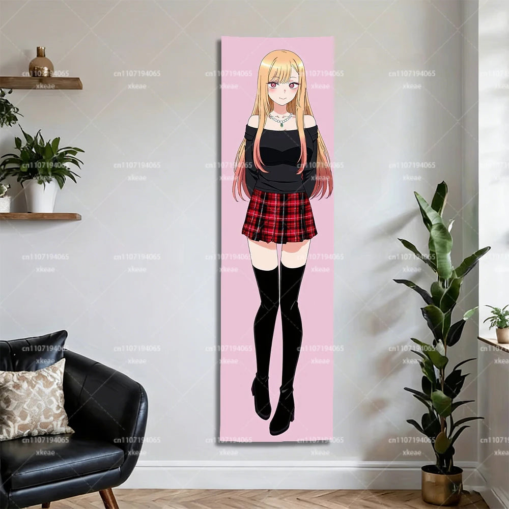 tapisserie animée carreaux rouge noir rose chambre otaku 2d tissu polyestère grande taille