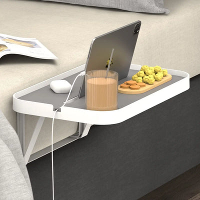 Étagère de chevet portable verte avec porte-gobelet et support tablette