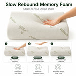 coussin imprimé bambou beige clair mousse mémoire forme cale literie rafraîchissante décompression cou