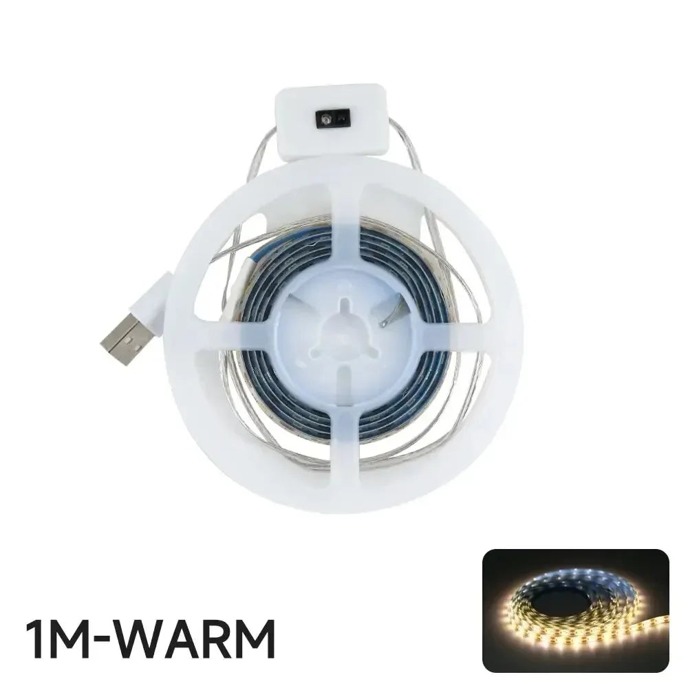 ruban led blanc chaud 5v adhésif prise usb interrupteur tactile 1m moderne