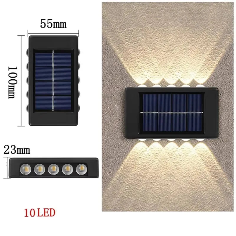 lumière solaire murale moderne 12 led blanc chaud ip65 étancheextérieur jardin décoration