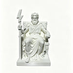 statue zeus dieu grec blanc trône sceptre éclair couronne laurier antique decoration mythe grec