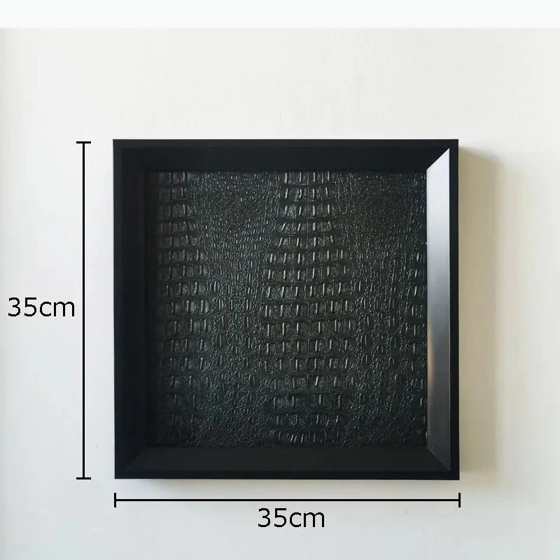 cadre mural moderne effet peau crocodile noir sans fixation 35cm 35cm