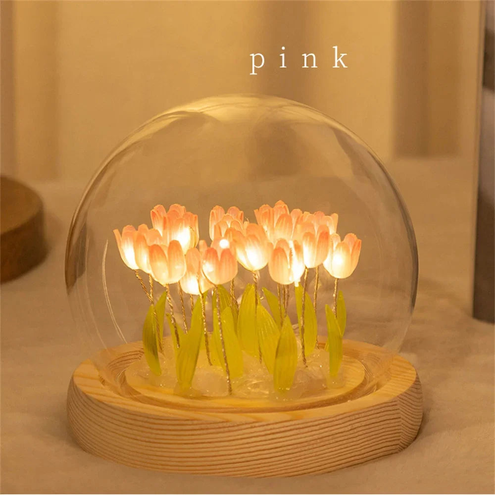 décoration intérieure tulipe verre LED rouge orange verte minimaliste chambre salon festive