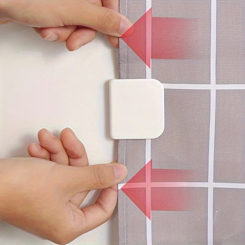 supports rideau adhésifs blancs rectangles noirs moderne éclaboussures salle bain douche fixations transparents