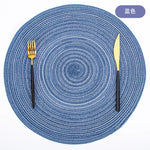 placemats tissés moderne spirale vert bleu beige gris opaques table