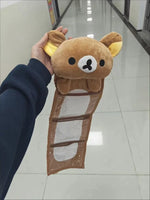 sac rangement mignon peluche ours marron clair compartiments transparents crochets poignées doux peluche kawaii