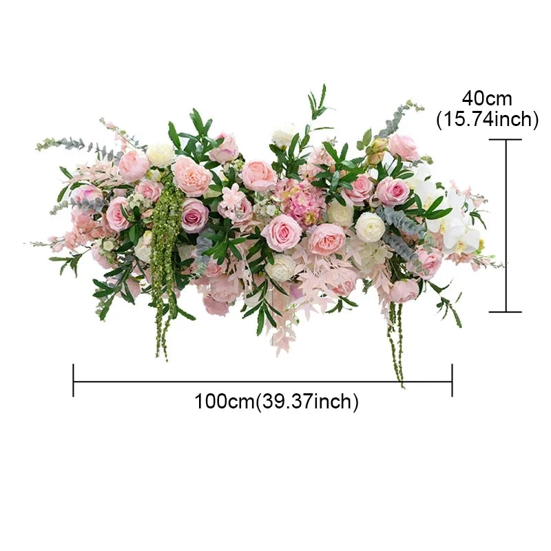 décoration murale artificielle bouquet fleurs roses pivoines feuilles vertes mariage anniversaireextérieur moderne 100cm 40cm