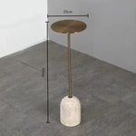 table basse moderne or texture travertin salon chambre coucher minimaliste rond métal inoxydable