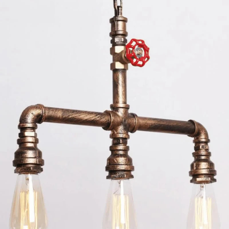 Lampe suspendue industrielle bronze noir rouge verre transparent chaîne métallique E27 vintage 10 15m²