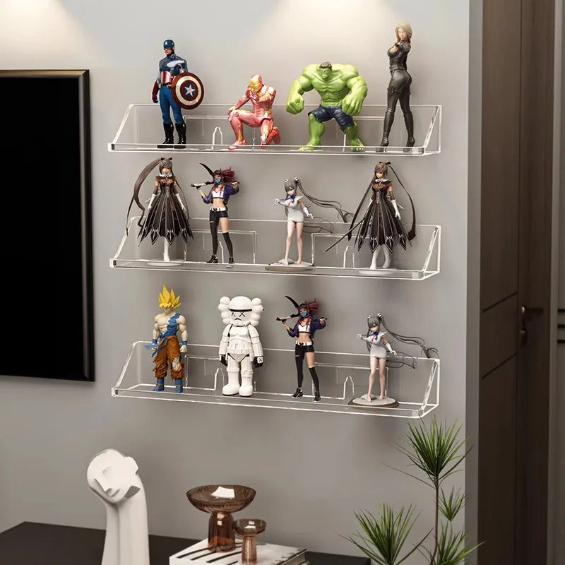 présentoir étagères murales transparents figurines super héros anime voiture collection moderne minimaliste