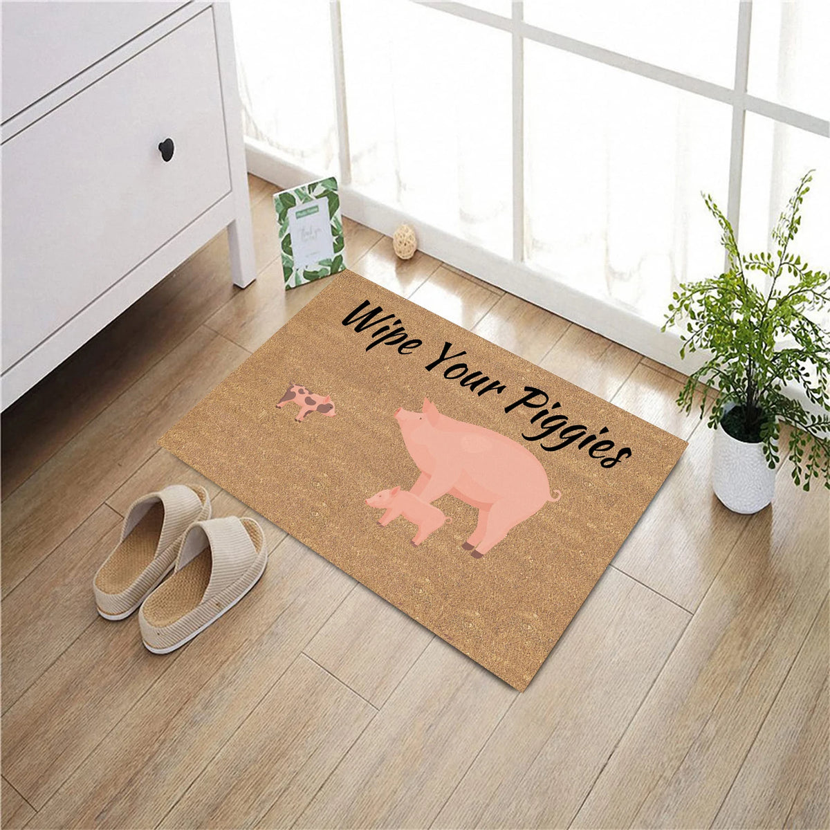 paillasson marron rose cochons antidérapant extérieur intérieur humoristique rustique