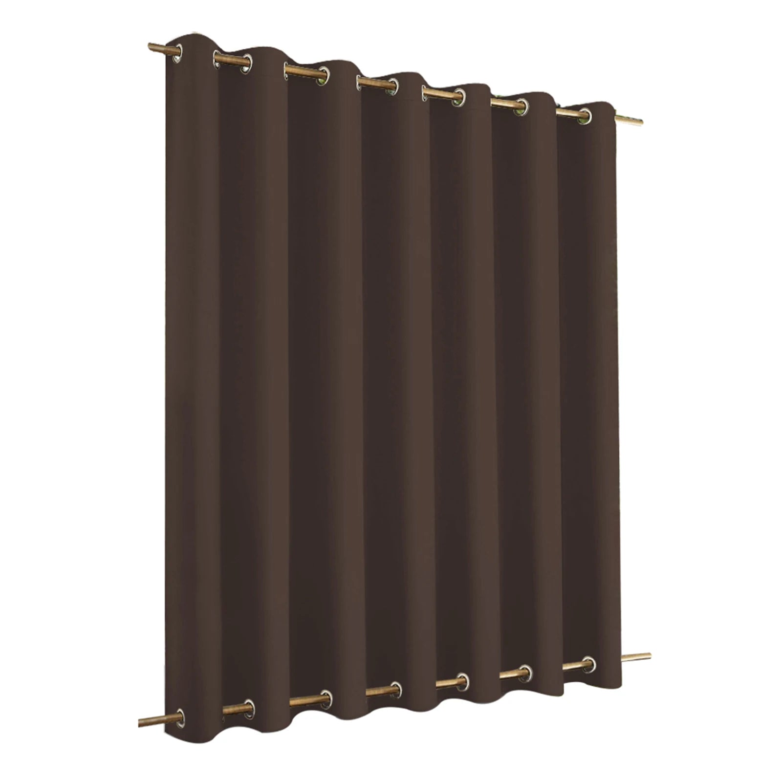 Rideau marron avec œillets dorés, idéal pour une décoration intérieure élégante et moderne. Parfait pour les salons, chambres ou bureaux, il offre une solution pratique pour gérer la luminosité tout en apportant une touche esthétique raffinée à votre espace.