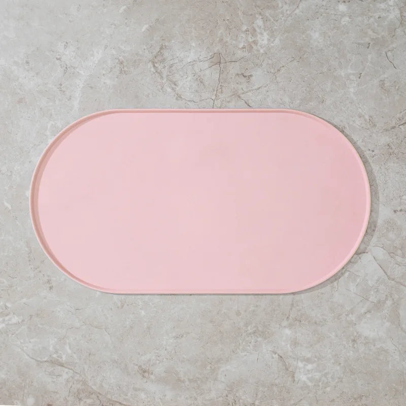 tapis alimentation antidérapant imperméable animal compagnie moderne rose clair assiettes opaques françaisachat