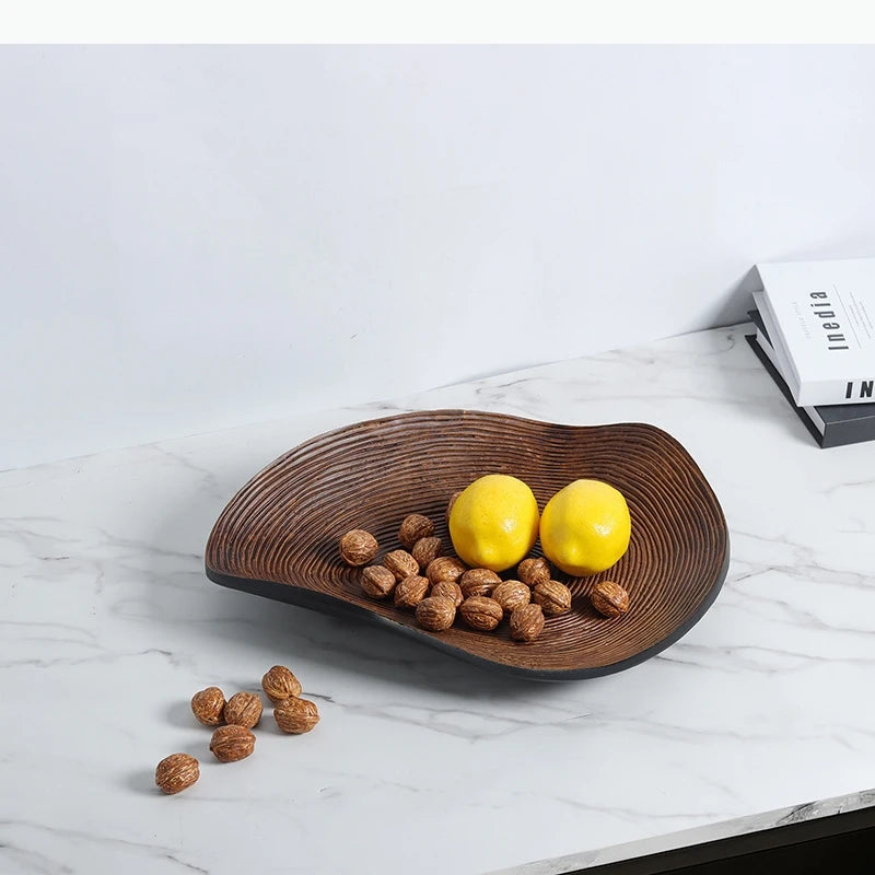 bol marron foncé texturé imitation bois moderne noix citrons opacité
