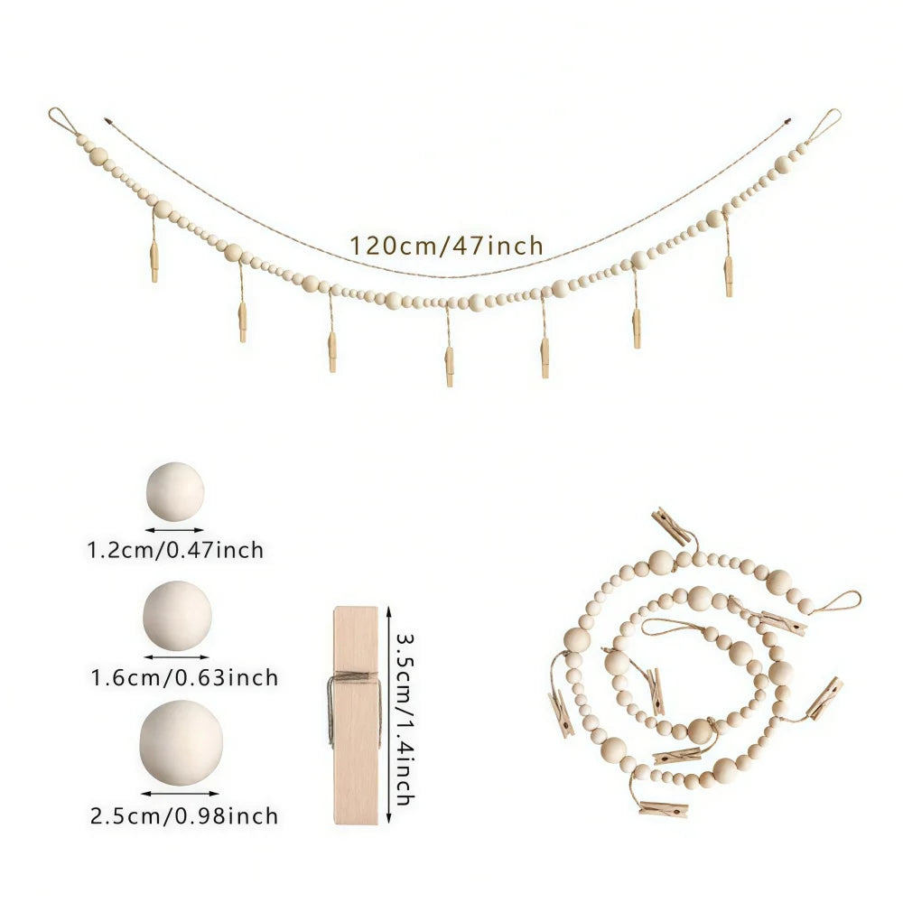 guirlande décorative boho coeurs flèches clips bois naturel doré rustique