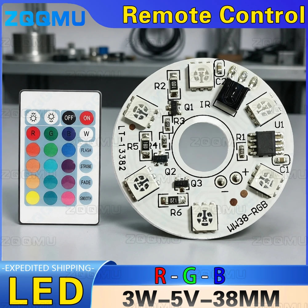 panneau led rgb 3w 38mm télécommande dégradé couleur diy lampe bois hêtre éclairage scène